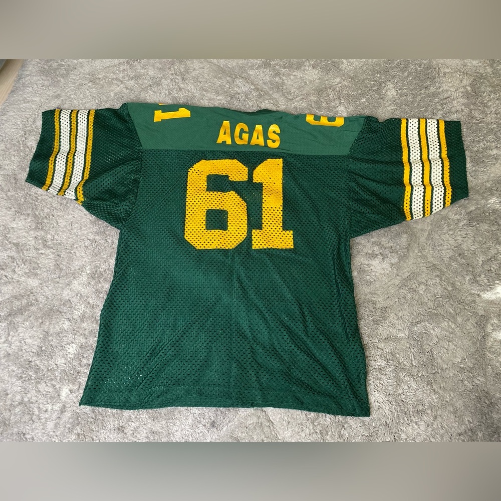 Mens Vintage Made in USA Champions Football Jersey Green/Yellow Size Large - Picture 8 of 8